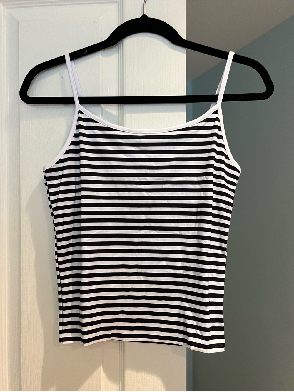 Black & White Striped Spaghetti Strap Tank Top